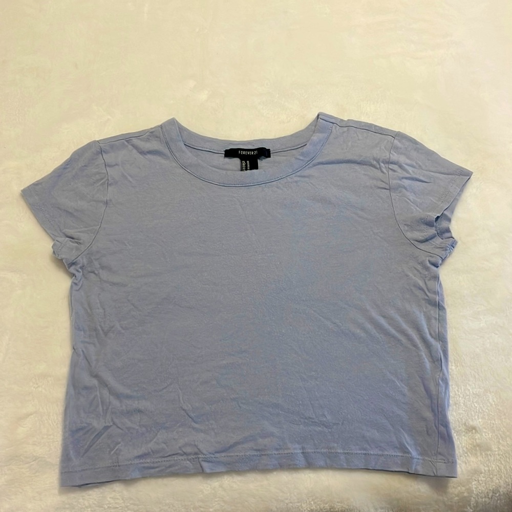 Forever 21 baby blue mid crop t-shirt.